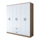 Armoire 4 portes et 2 tiroirs Colibris 180cm Bois clair et Blanc