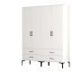 Armoire 4 portes et 4 tiroirs style industriel Akoy L160cm Blanc