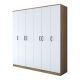 Armoire 6 portes Colibris 180cm Bois clair et Blanc
