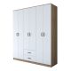 Armoire 6 portes et 2 tiroirs Colibaris L180cm Bois clair et Blanc