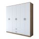 Armoire 6 portes et 2 tiroirs Colibaris L210cm Bois clair et Blanc