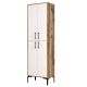 Armoire à chaussures 4 portes Thidarr 200cm Métal Noir et Bois Naturel et Blanc