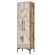 Armoire à chaussures 4 portes Thidarr 200cm Métal Noir et Bois Naturel et Blanc effet marbre