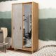 Armoire à glace portes coulissantes Firmo L100 x H190 cm Panneau Mélaminé finition Chêne et Gris Béton