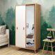 Armoire à glace portes coulissantes Firmo L100 x H190 cm Panneau Mélaminé finition Chêne et Blanc