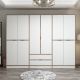 Armoire design 10 portes et 2 tiroirs Srau L270xH210 Blanc et Bois