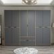 Armoire design 10 portes et 2 tiroirs Srau L270xH210 Gris anthracite et Bois