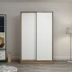 Armoire design 2 portes coulissantes Selong L120xH210cm Chêne clair et Blanc