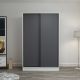 Armoire design 2 portes coulissantes Selong L120xH210cm Blanc et Anthracite