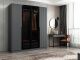 Armoire design 2 portes et 2 portes vitrées Kanowa L180xH210cm Anthracite et Noir