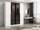 Armoire design 2 portes et 2 portes vitrées Kanowa L180xH210cm Blanc et Noir
