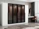 Armoire design 2 portes et 4 portes vitrées Kanowa L225xH210cm Blanc et Noir