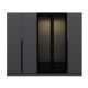 Armoire design 3 portes et 2 portes vitrées Kanowa L225xH210cm Anthracite et Noir
