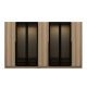 Armoire design 3 portes et 4 portes vitrées Kanowa L315xH210cm Chêne clair et Noir