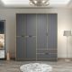 Armoire design 6 portes et 2 étagères Srau L180xH210 Bois foncé et Anthracite