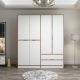 Armoire design 6 portes et 2 étagères Srau L180xH210 Bois foncé et Blanc