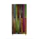Armoire penderie 2 portes Infigo 90cm Bois Naturel Motif Planches de bois Multicolore