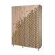 Armoire penderie 3 portes Infigo 135cm Bois Naturel Motif Triangles Beige