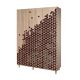 Armoire penderie 3 portes Infigo 135cm Bois Naturel Motif Triangle Bordeaux
