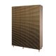 Armoire penderie 3 portes Infigo 135cm Bois Naturel Motif Rayures dégradé Noir et Jaune
