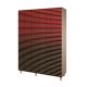 Armoire penderie 3 portes Infigo 135cm Bois Naturel Motif Rayures dégradé Noir et Rouge