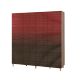 Armoire penderie 4 portes Infigo 180cm Bois Naturel Motif Rayures dégradé Nori et Rouge