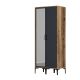Armoire porte avec miroir style industriel Akoy L80cm Bois foncé et Anthracite