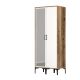 Armoire porte avec miroir style industriel Akoy L80cm Bois foncé et Blanc