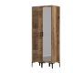 Armoire porte Motif Géométrique et miroir style industriel Akay L80cm Bois foncé
