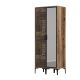 Armoire porte Motif Géométrique et miroir style industriel Akay L80cm Bois foncé et Anthrcaite
