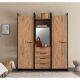 Armoire style industriel Fodienda L192cm avec 2 portes et 4 tiroirs Bois et Métal Noir