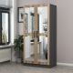 Armoires 2 portes et 4 miroirs Sanur L90xH120cm Chêne clair et Anthracite