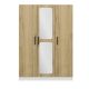 Armoires 3 portes et 2 miroirs Bangka L135xH190cm Bois clair et Blanc
