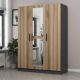 Armoires 3 portes et 2 miroirs Sanur L135xH190cm Chêne clair et Anthracite