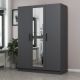 Armoires 3 portes et 2 miroirs Sanur L135xH190cm Anthracite et Blanc