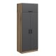 Armoires 3 portes Sanura L90xH225cm Bois foncé et Anthracite