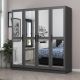 Armoires 4 portes et 8 miroirs Sanur L180xH190cm Anthracite