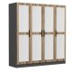 Armoires 4 portes et 8 miroirs Sanur L180xH190cm Chêne clair et Anthracite