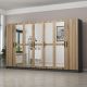 Armoires 7 portes et 10 miroirs Sanur L315xH190cm Chêne clair et Anthracite