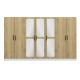 Armoires 7 portes et 6 miroirs Bangka L315xH190cm Bois clair et Blanc