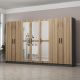 Armoires 7 portes et 6 miroirs Sanur L315xH190cm Chêne clair et Anthracite