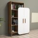 Bibliothèque 2 portes Anita 90x132cm Bois Naturel et Blanc