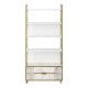 Bibliothèque Barbara L89,3xH191cm Blanc, Effet marbre Blanc et Or