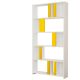 Bibliothèque Respenda 90x180cm Bois Blanc et Jaune