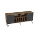 Buffet 2 portes et 2 étagères Ancon 180x78,6cm Bois Naturel et Noir effet marbre