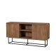 Buffet 2 portes et 2 étagères Stela 140x72cm Métal Noir et Bois Naturel