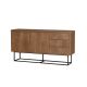 Buffet 2 portes et 3 tiroirs Stela 140x72cm Métal Noir et Bois Naturel
