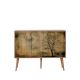 Buffet 3 portes Areva 120x90cm Motif Arbre Bois Naturel et Marron