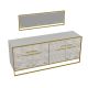 Buffet 4 portes 179,9x75cm et 1 miroir Anita Métal Or et Bois Blanc effet marbre