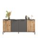 Buffet bas 1 portes Peeves L160cm Chêne clair et Anthracite